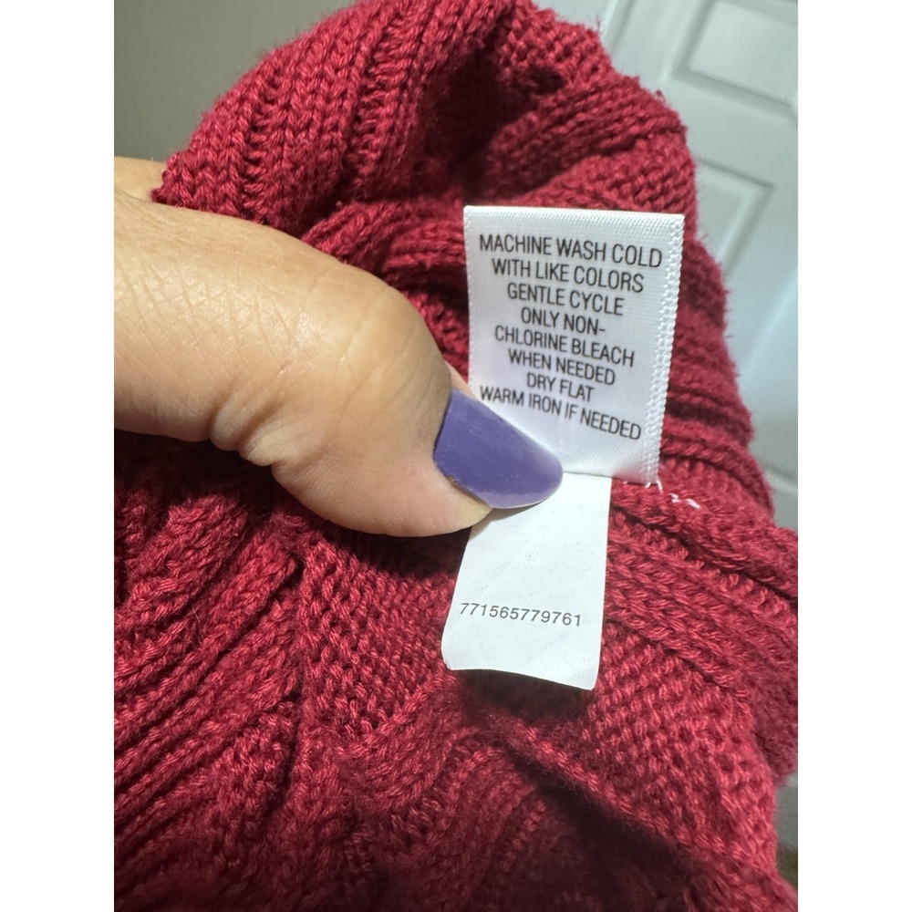 Croft & Barrow Red Cable Knit Cardigan Sweater Womens Sz M Shawl Collar Academia - Picture 10 of 11